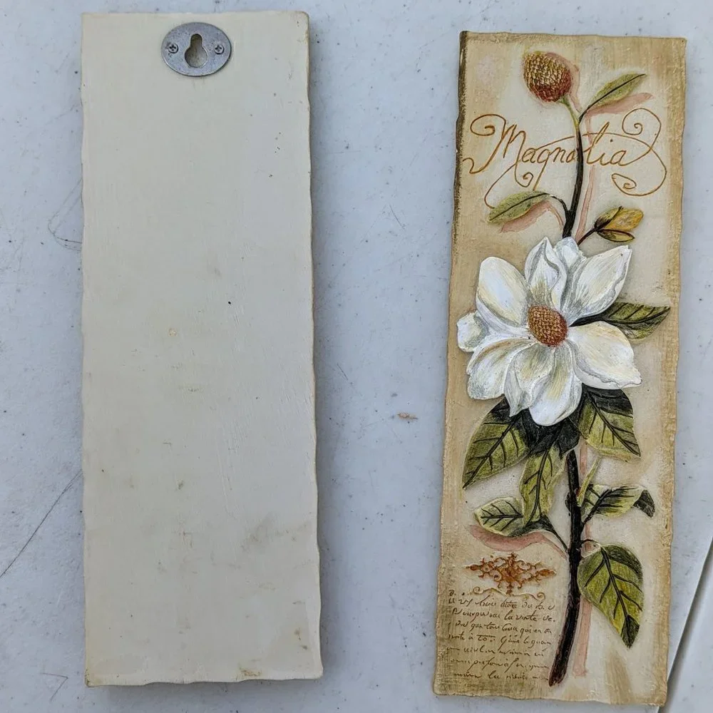 Set of two (2) magnolia wall plaques
